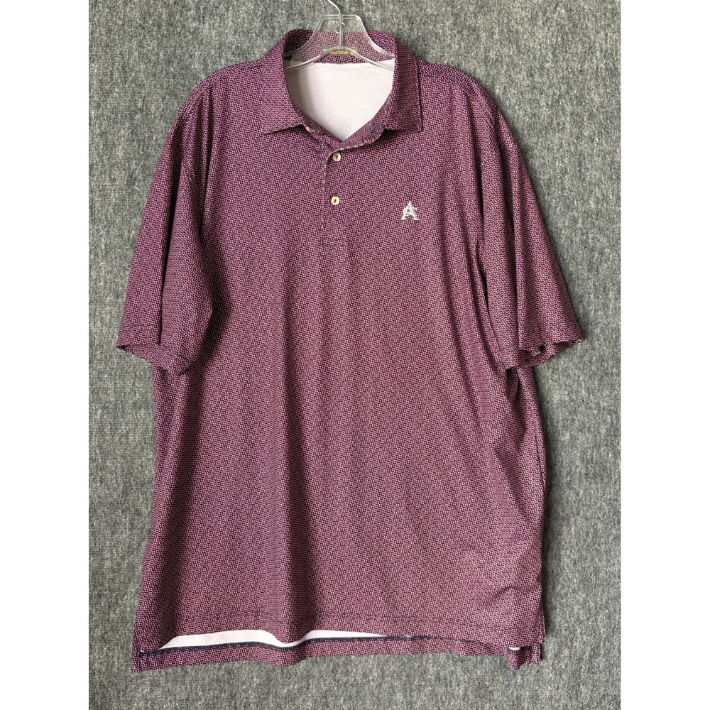 Peter Millar Summer Comfort Polo Shirt XL Burgundy Nautical Print Alabama A Logo